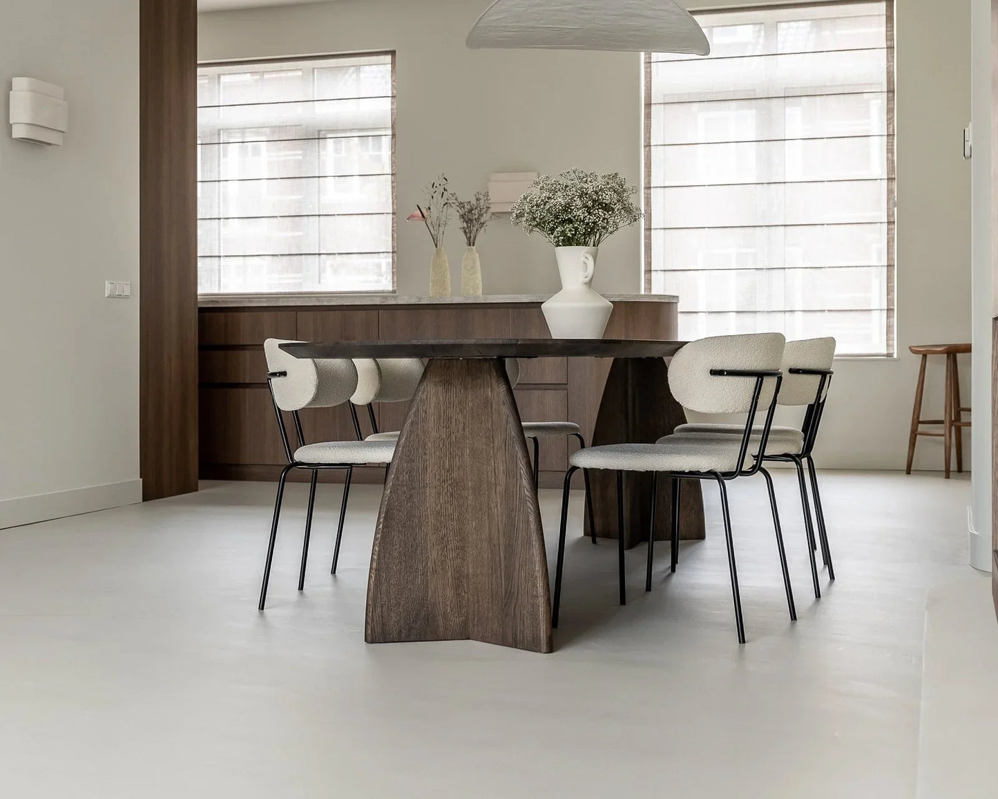 IDA Furniture Wabi-sabi Wooden Dining room Furniture Vintage grey wood dining table for Family Apartment Hotel restaurant