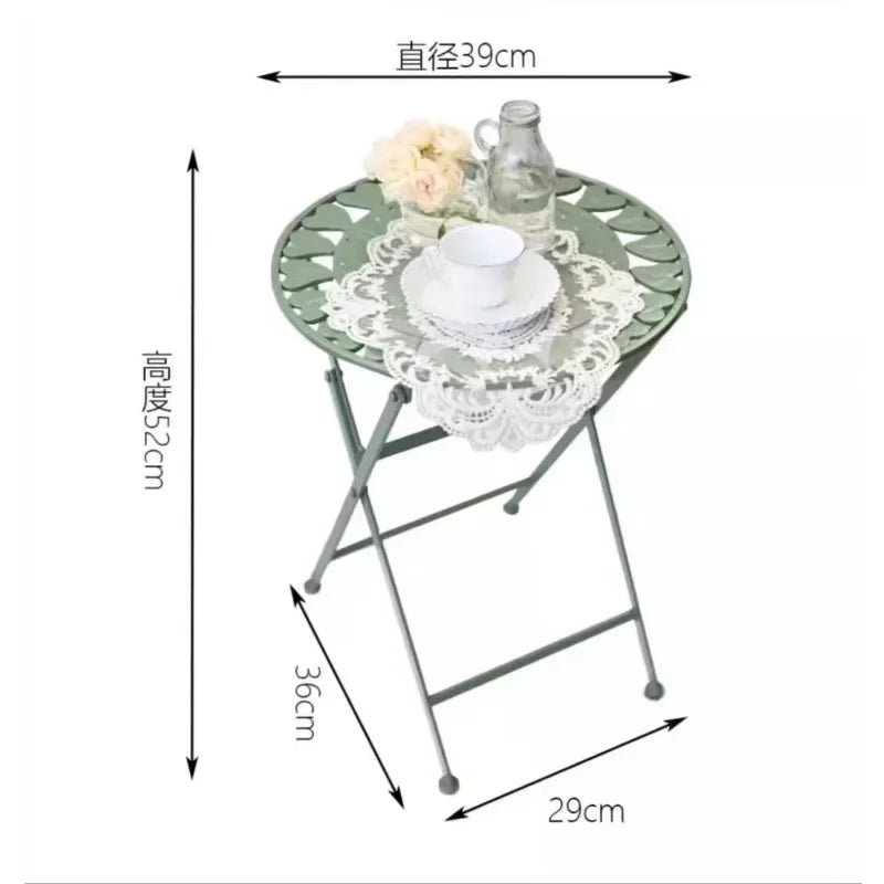 Courtyard Balcony Tea Table Iron Hollow Out Corner Table for Bedroom Folding Coffee Desk Versatile Practical Garden Furniture